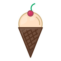 Ice cream icon. Flat pictogram for web. Line stroke. Simple symbol isolated on white background. Outline vector eps10