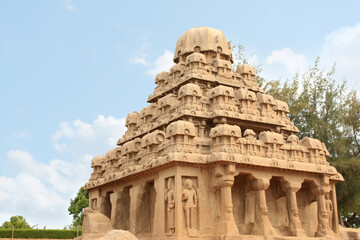 Dharmaraja Ratha, One of the Pancha or five Rathas, UNESCO heritage site, Mahabalipuram, Tamil Nadu, India