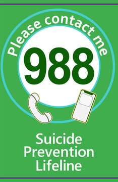 988 Graphic with a suicide prevention phone as a motif