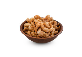 Pork scratching on isolated white background