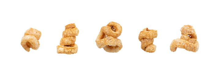 Pork scratching on isolated white background