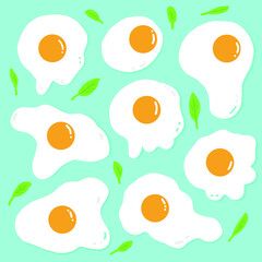 Set of fried eggs