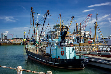 Oostende, Belgium, mooring fishing boats