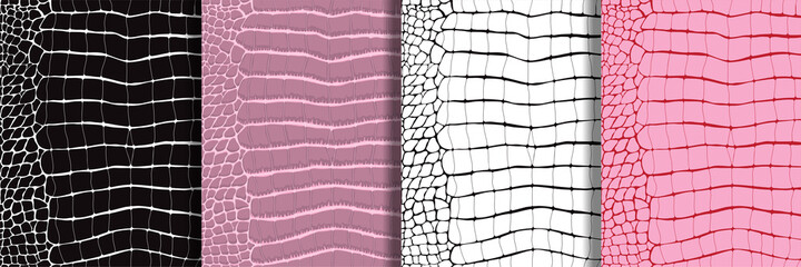 Abstract Crocodile Skin Seamless Patterns Set