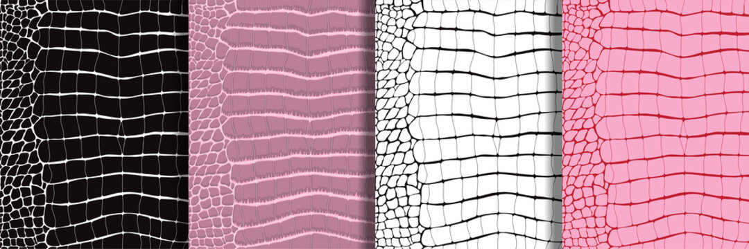 Abstract Crocodile Skin Seamless Patterns Set