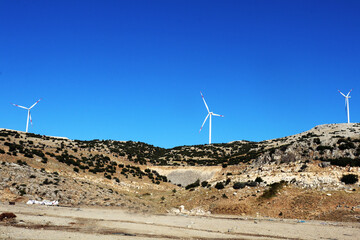 wind turbines in the mountains