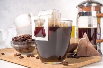 Instant brewed cup of drip coffee