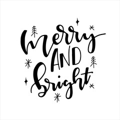 Merry Christmas, Christmas Holiday Celebration Greeting Card Designs. Merry Christmas vector brush lettering. Hand drawn modern brush calligraphy isolated on white background. 