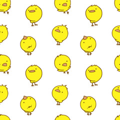 Chicks baby chicken seamless pattern cute cartoon illustrations