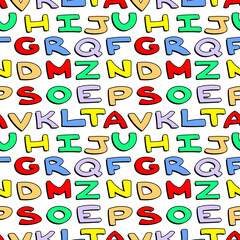 Alphabet pattern seamless cartoon lettering english capital isolated colorful letters