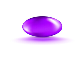 Liquid Gel Purple Oval Oil bubble isolated on transparent background. Cosmetic Capsule of vitamin E, A or omega 3 or 6 oil. Realistic.