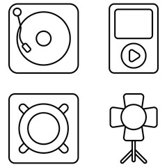 Pack of Music and Multimedia linear Icons