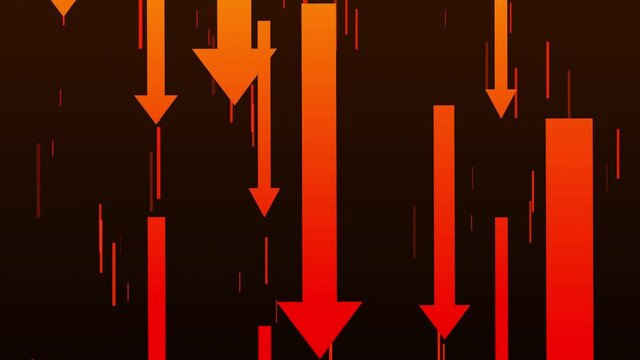 stock chart fall down arrow loop animation