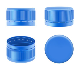 Bottle cap. Realistic polyethylene colorful plastic caps of containers for water or liquid food decent vector bottle cups collection