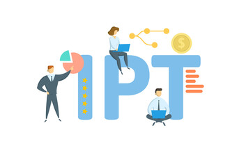 IPT, Item Per Transaction. Concept with keyword, people and icons. Flat vector illustration. Isolated on white.
