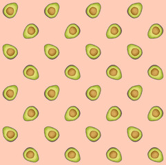 Tropical fruit avocado pattern illustration.