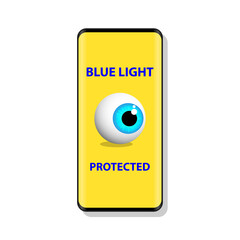 Blue light protected eye symbol, blue light causes health problems and should not be used before bedtime, Protection logo