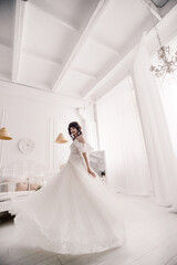 The bride in a white wedding dress