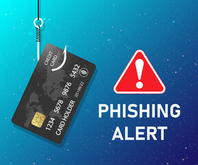 Credit card fraud, theft of bank data Phishing alert illustration vector