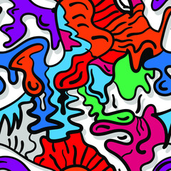 Fototapeta premium Unique abstract seamless freehand artwork with strange pattern
