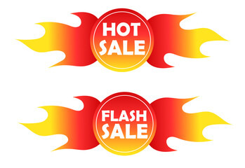 Hot sale price offer deal vector labels templates stickers designs with flame