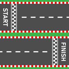 Obraz premium Start line finish line Race road asphalt road top view Vector