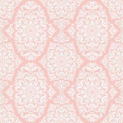 Orient classic pattern. Seamless abstract light pink and white background with vintage elements. Orient background. Ornament for wallpaper and packaging