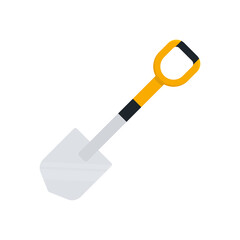 Shovel icon. Spade with orange handle. Vector isolated on white	