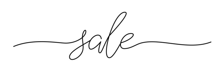 Calligraphic sale banner hand drawn with thin continuous line