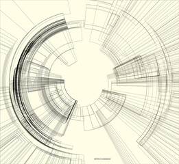 abstract pattern of rectangles and lines. drawing is kept in outline for better editing and design options. soft yellow background