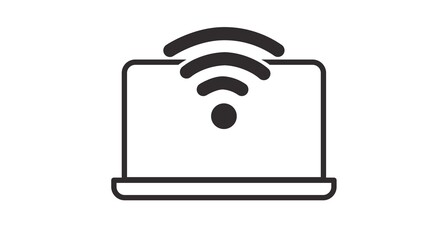 Laptop and Wifi Icon. Vector isolated editable illustration of a laptop with a wifi sign