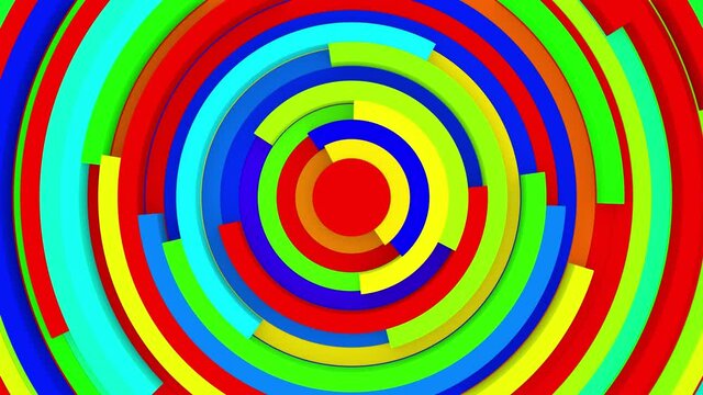 Realistic abstract looping 3D animation of the clock-style moving colorful radial pattern rendered in UHD as motion background