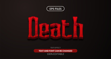 3d red decorative death editable text effect. eps vector file. fear horror scary mystery