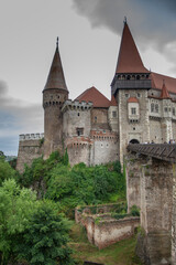 Naklejka premium ROMANIA , Corvin Castle, Hunyadi Castle or Hunedoara Castle, july 2021 , Transylvania,