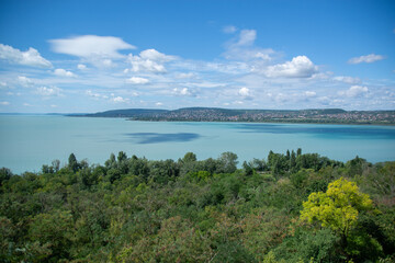 Fototapeta na wymiar Sunny coast of Lake Balaton in Hungary 