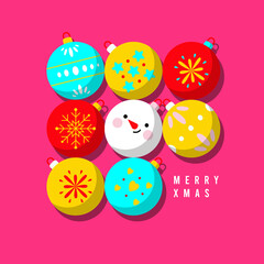 Christmas greeting card composition of decorative christmas balls.