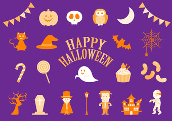 ハロウィンのイラストセット