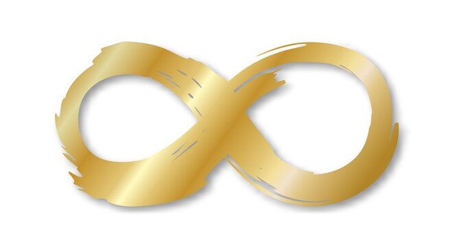 Golden Infinity Symbol Hand Painted With Ink Brush