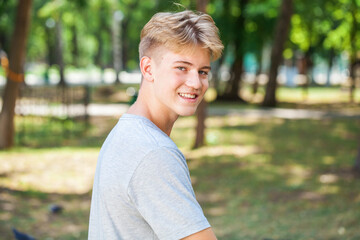 Close up portrait of a young blonde guy