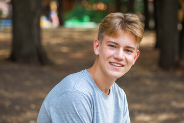 Close up portrait of a young blonde guy
