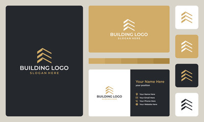 Fototapeta na wymiar building design logos with line style. symbol for construction, apartment and architect. premium logo design and business cards. 