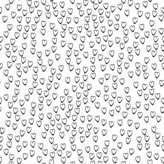 Vector Brush Heart Seamless Pattern Love Grange Minimalist Design in Black Color. Modern Grung Collage Background for kids fabric and textile