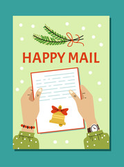 Postage and mailing service card or banner template, flat vector illustrations.