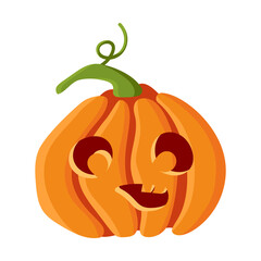 Halloween Pumpkin face, colorful cartoon Jack o Lantern character, funny illustration isolated on white background. Vector