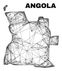 carcass irregular mesh Angola map. Abstract lines form Angola map. Wire carcass flat network in vector format. Vector model is created for Angola map using crossing random lines.