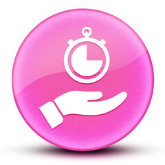 Hand stopwatch eyeball glossy elegant pink round button abstract