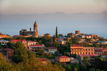 Fototapeta premium Georgia. Sighnaghi. View of the residential buildings of the city of Sighnaghi.