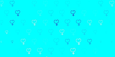 Light BLUE vector backdrop with women power symbols.
