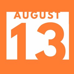 August 13 . flat modern daily calendar icon .date ,day, month .calendar for the month of August