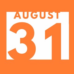 August 31 . flat modern daily calendar icon .date ,day, month .calendar for the month of August